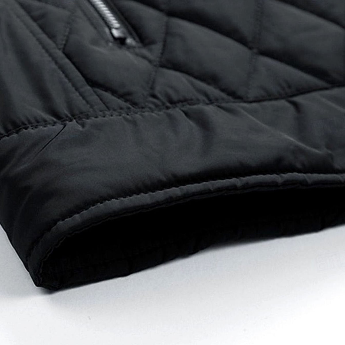 Diamond-Quilted Stand Collar Jacket for Men