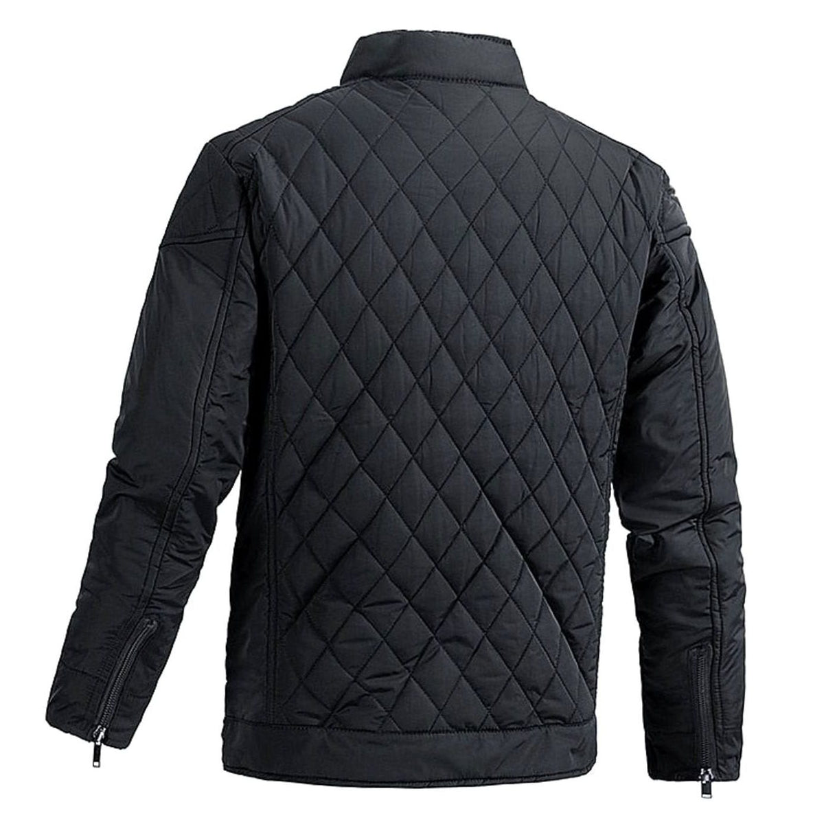 Diamond-Quilted Stand Collar Jacket for Men