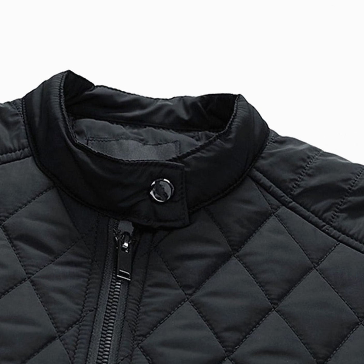 Diamond-Quilted Stand Collar Jacket for Men