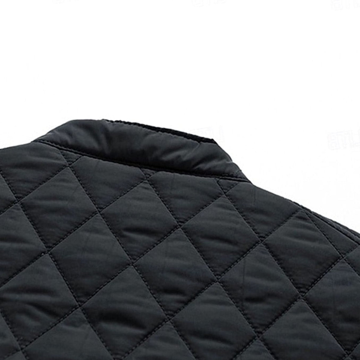 Diamond-Quilted Stand Collar Jacket for Men