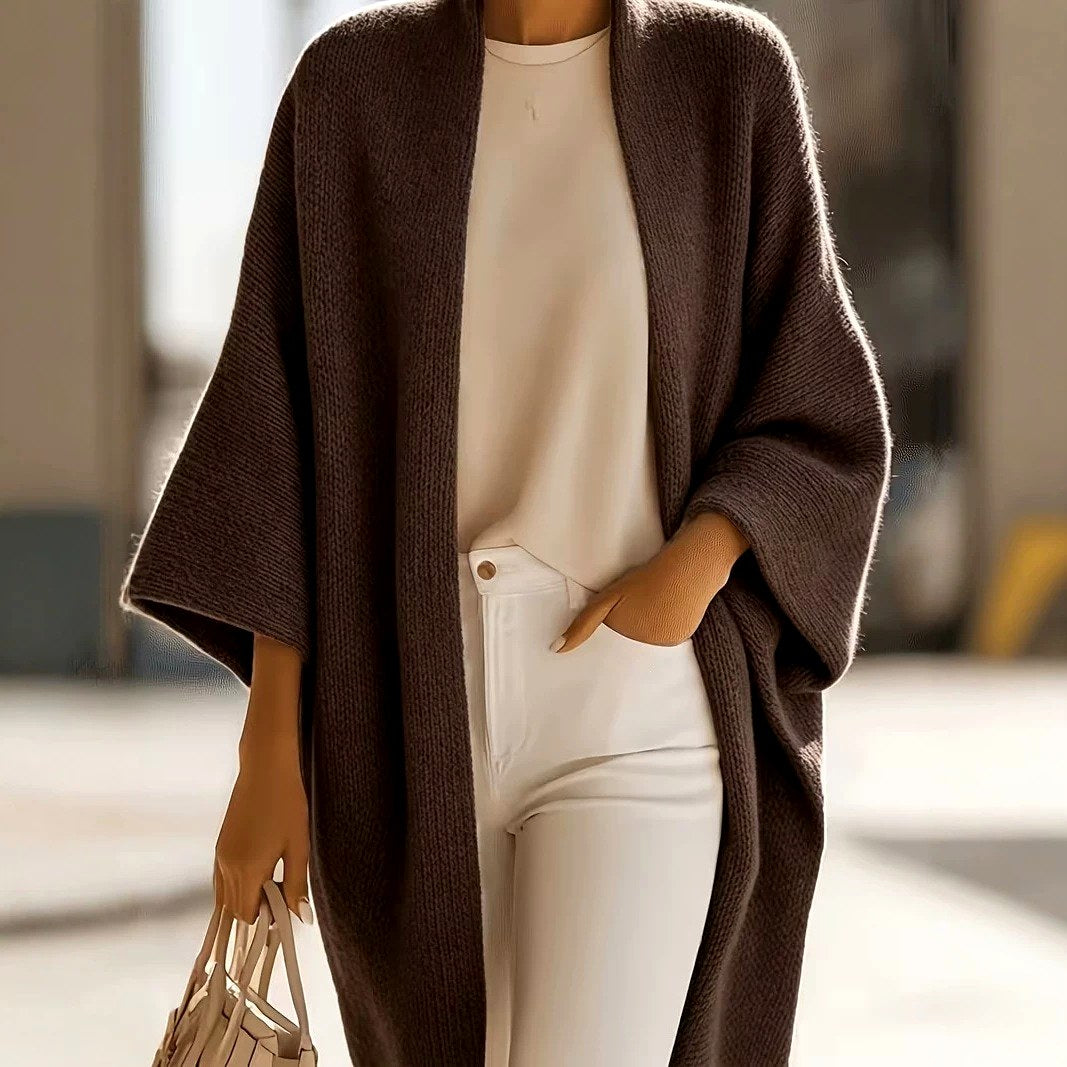Diana - Women's Open Front Loose Fit Shawl Cardigan