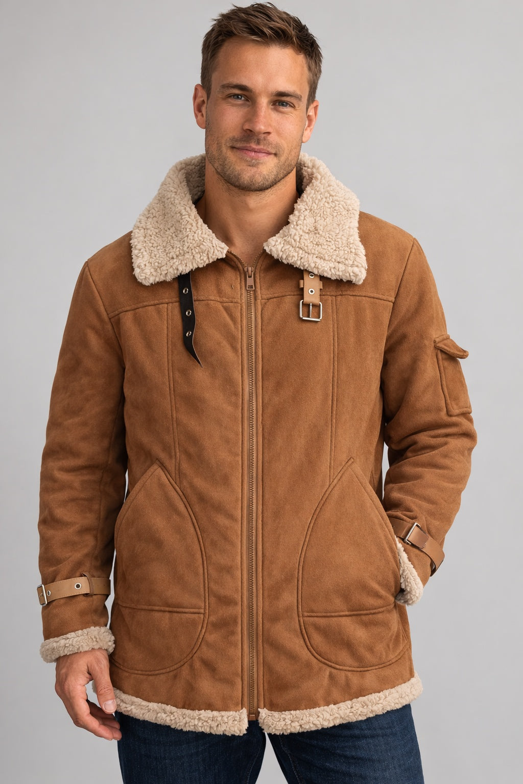 Sawyer | Men's Suede Winter Jacket Sherpa Lined
