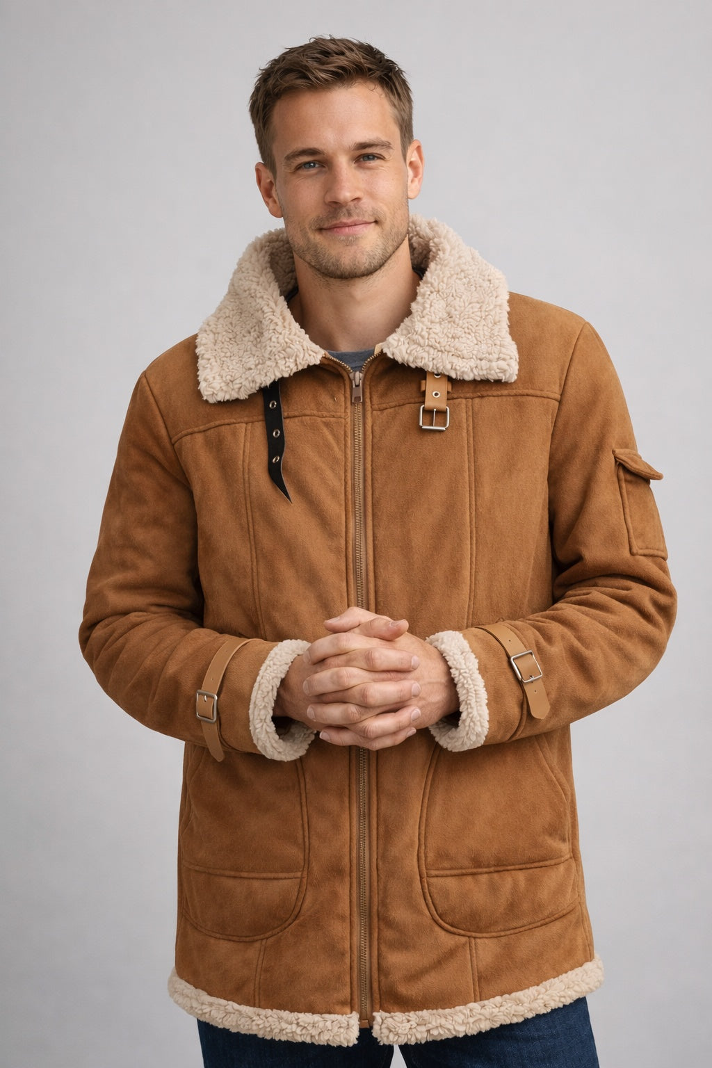 Sawyer | Men's Suede Winter Jacket Sherpa Lined