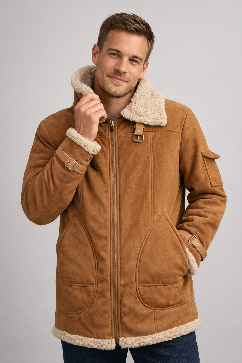 Sawyer | Men's Suede Winter Jacket Sherpa Lined