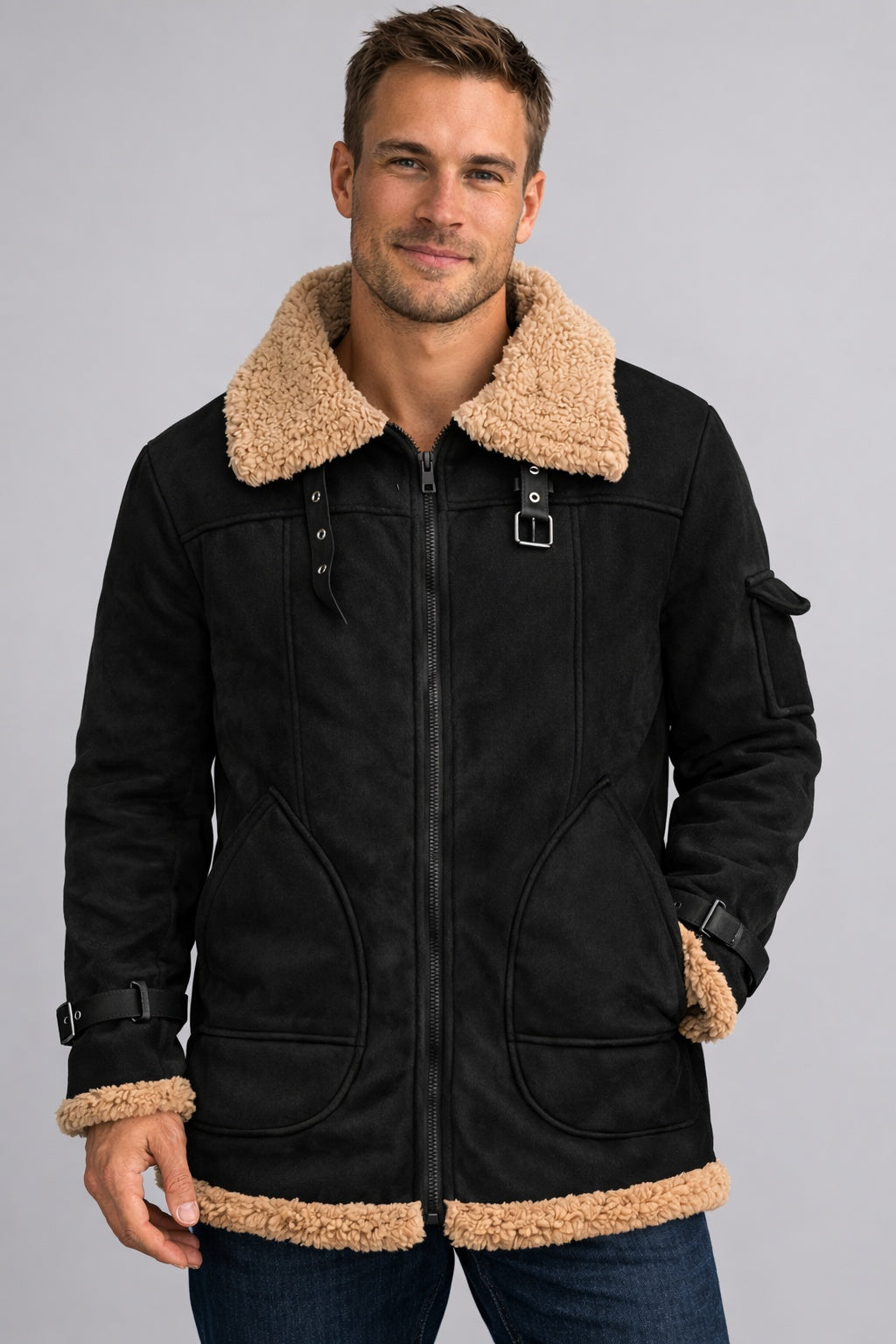 Sawyer | Men's Suede Winter Jacket Sherpa Lined