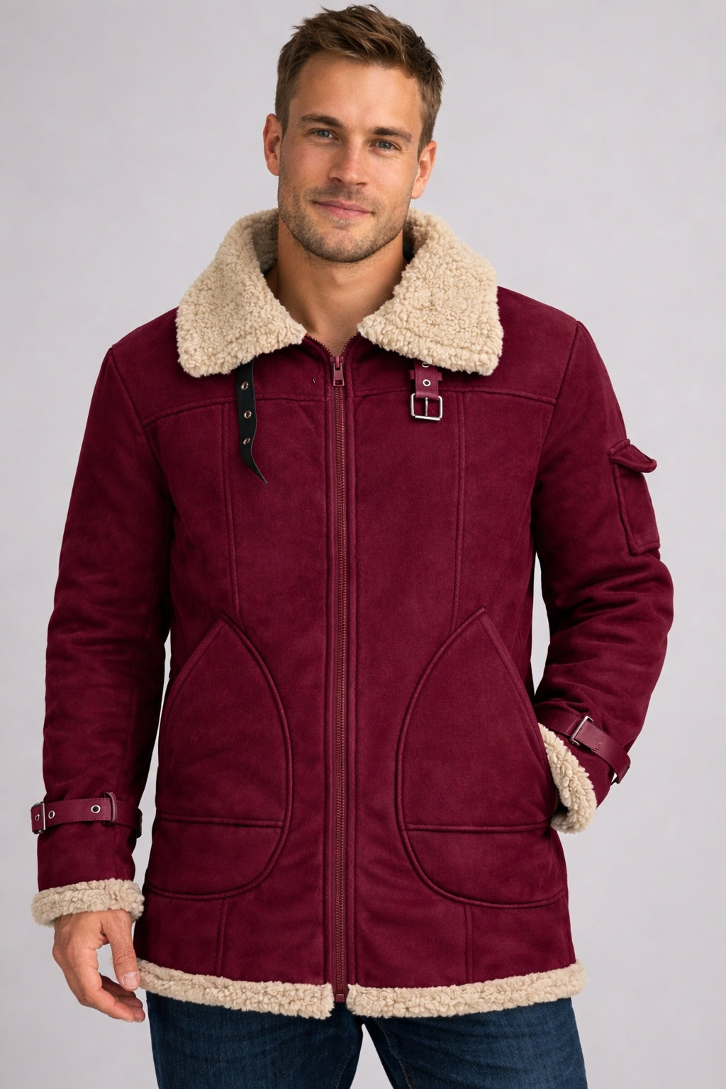 Sawyer | Men's Suede Winter Jacket Sherpa Lined