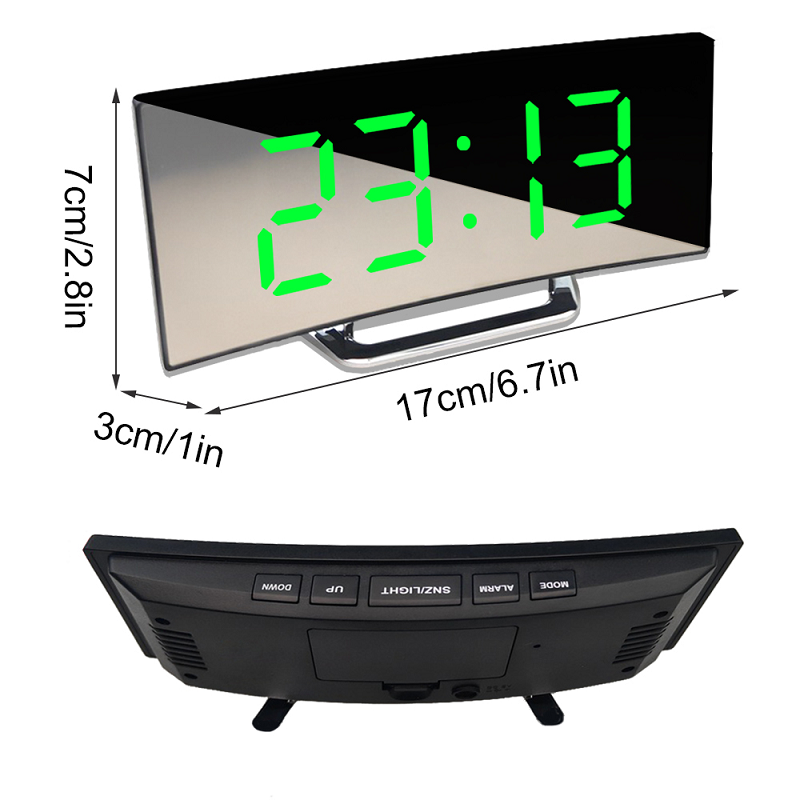 Digital Alarm Clock with Mirror Face and Auto Dimming LED Display