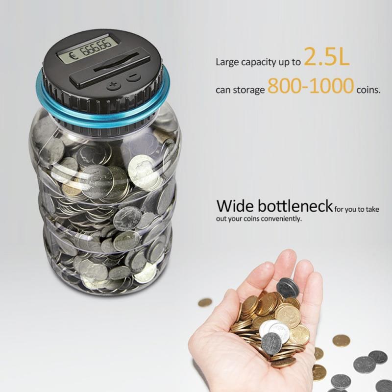 Wooden Digital Coin Bank with LCD Display and Money Counting