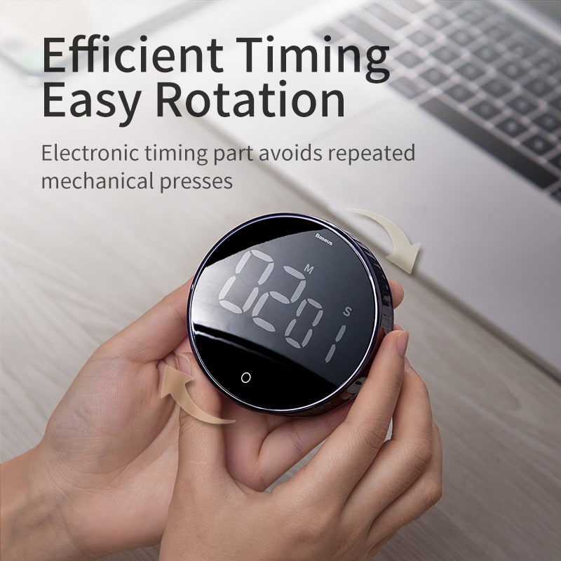 Digital Kitchen Timer with 10 30 Minute Countdown and Magnetic Rotating Bezel