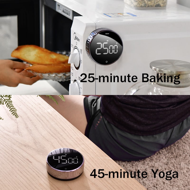 Digital Kitchen Timer with 10 30 Minute Countdown and Magnetic Rotating Bezel