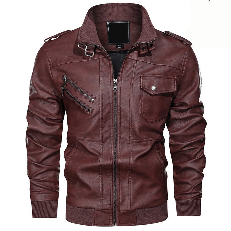 Dion | Men's Leather Biker Jacket with Stand Collar