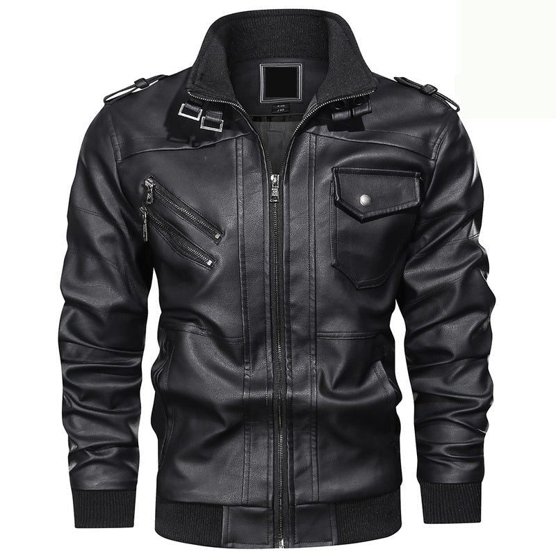 Dion | Men's Leather Biker Jacket with Stand Collar