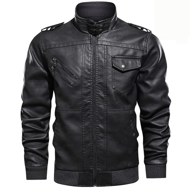 Dion | Men's Leather Biker Jacket with Stand Collar