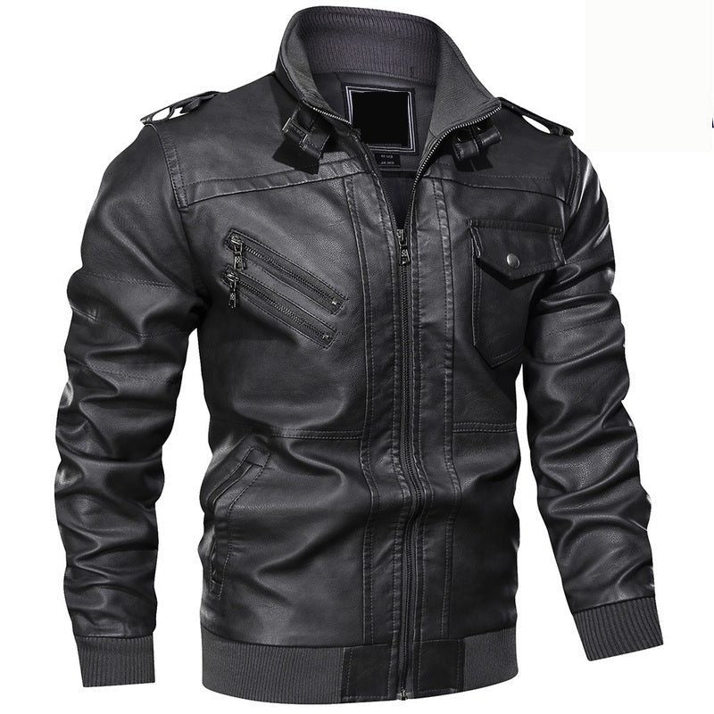 Dion | Men's Leather Biker Jacket with Stand Collar
