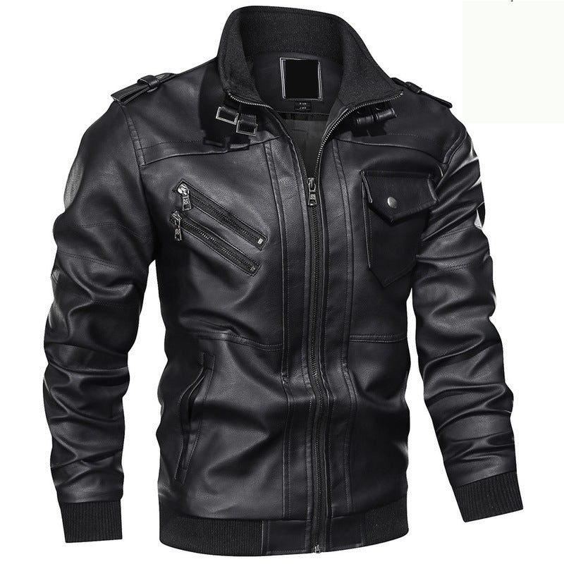 Dion | Men's Leather Biker Jacket with Stand Collar