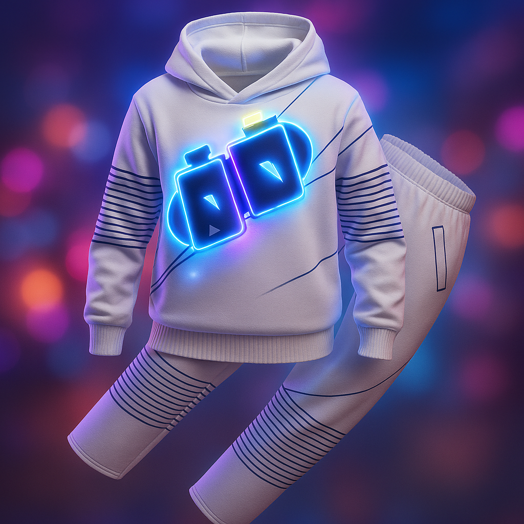 Dj Costume Hoodie and Sweatpants Set with LED Light-Up Mask