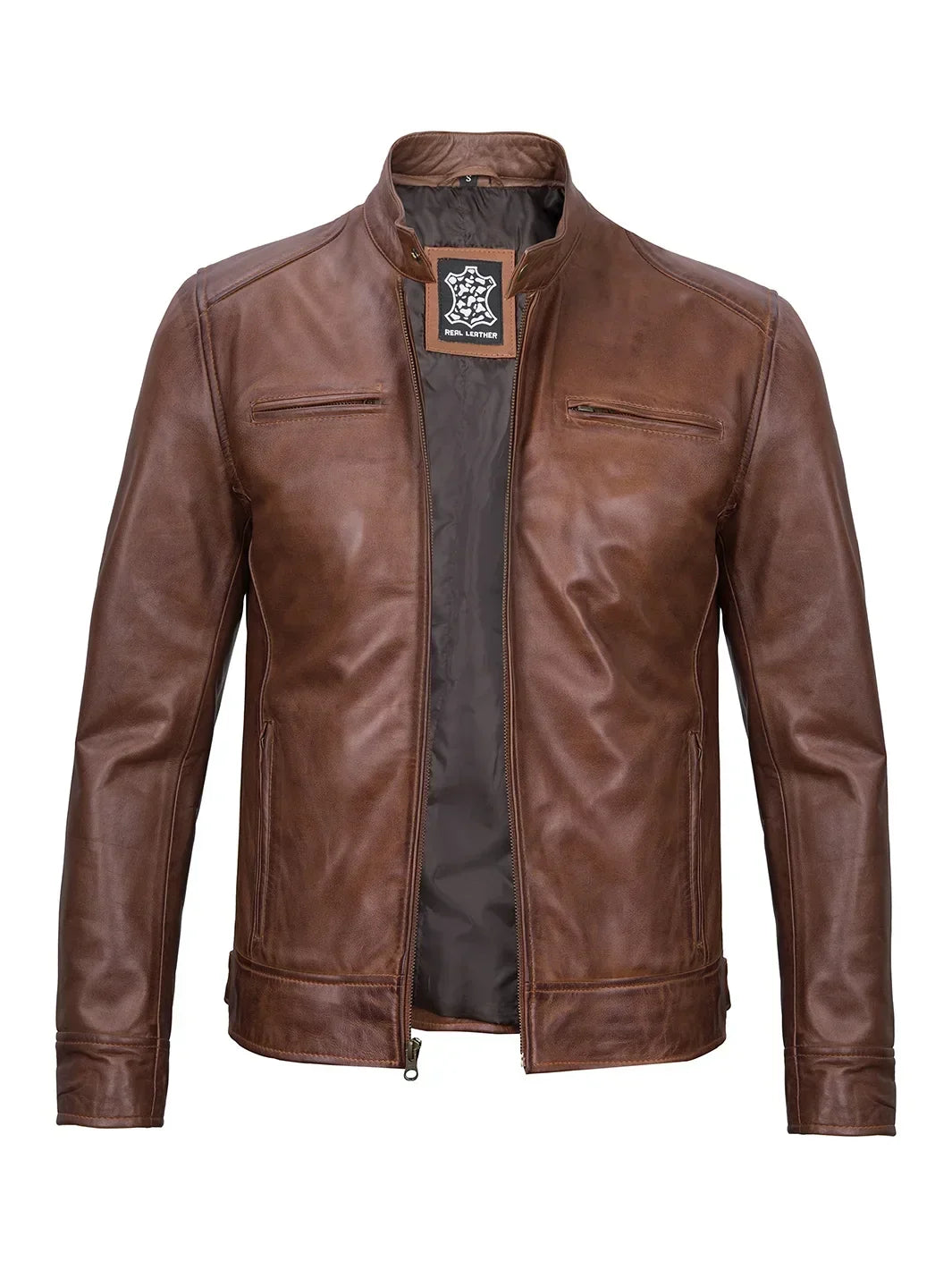 Men's Stand-Collar Short Jacket with Zip Detail