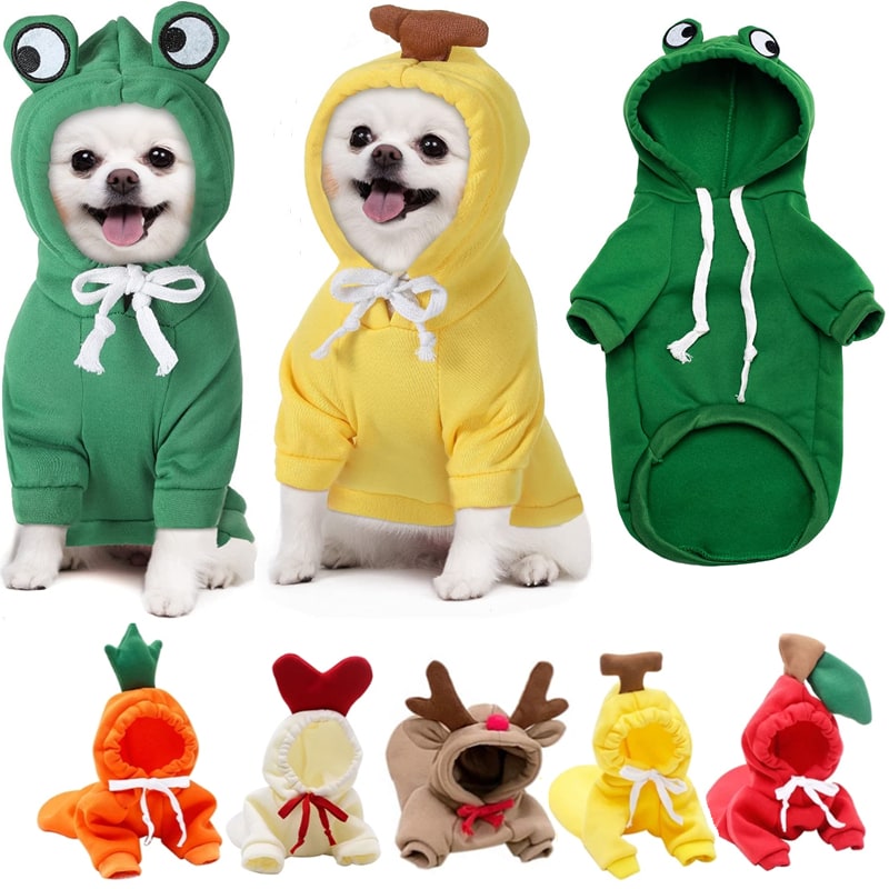 Dog Halloween Costume with Custom T-Shirt, Fleece Hoodie and Novelty Hood for Small Dogs