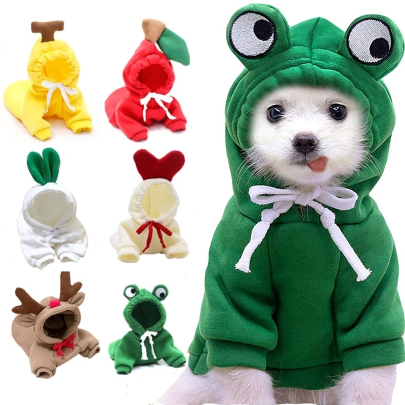 Dog Halloween Costume with Custom T-Shirt, Fleece Hoodie and Novelty Hood for Small Dogs