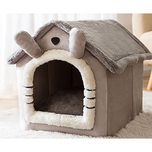 Dog House Bed and Cave with Removable Cushion and Fleece-Trimmed Doorway X Large