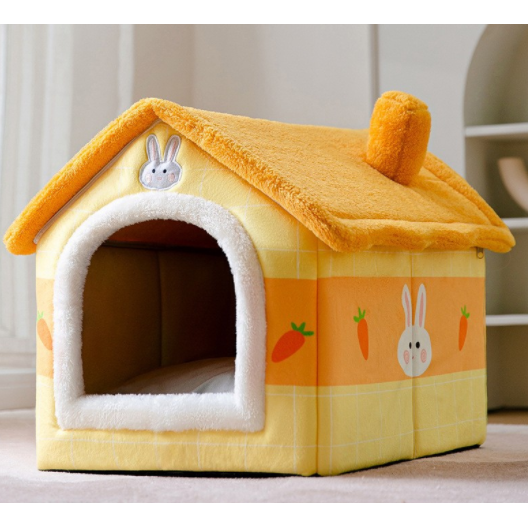 Dog House Bed and Cave with Removable Cushion and Fleece-Trimmed Doorway X Large