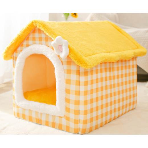 Dog House Bed and Cave with Removable Cushion and Fleece-Trimmed Doorway X Large