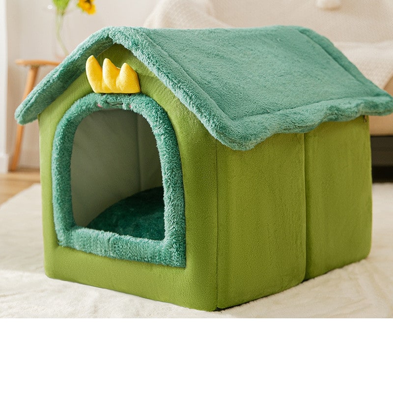 Dog House Bed and Cave with Removable Cushion and Fleece-Trimmed Doorway X Large