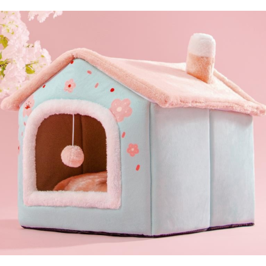 Dog House Bed and Cave with Removable Cushion and Fleece-Trimmed Doorway X Large