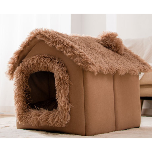 Dog House Bed and Cave with Removable Cushion and Fleece-Trimmed Doorway X Large