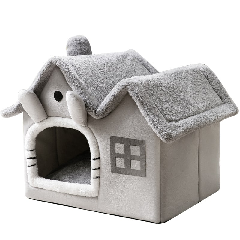 Dog House Bed and Cave with Removable Cushion and Fleece-Trimmed Doorway X Large