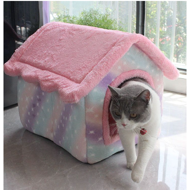 Dog House Bed and Cave with Removable Cushion and Fleece-Trimmed Doorway X Large