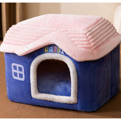 Dog House Bed and Cave with Removable Cushion and Fleece-Trimmed Doorway X Large