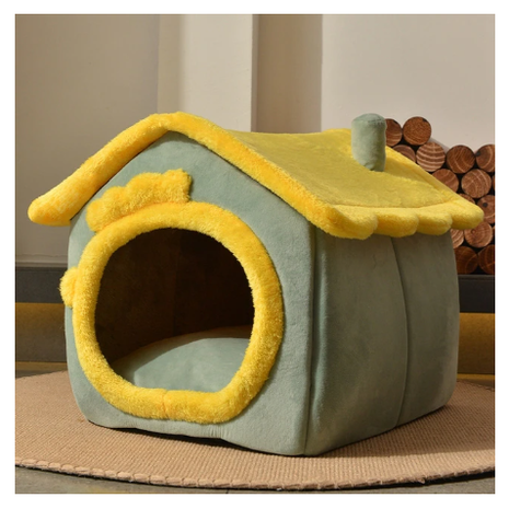 Dog House Bed and Cave with Removable Cushion and Fleece-Trimmed Doorway X Large