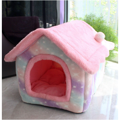 Dog House Bed and Cave with Removable Cushion and Fleece-Trimmed Doorway X Large