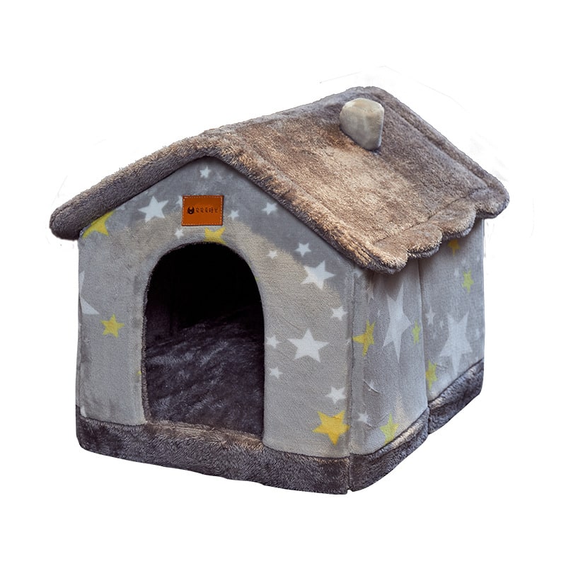 Dog House Bed and Cave with Removable Cushion and Fleece-Trimmed Doorway X Large