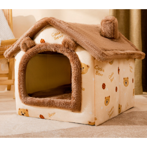 Dog House Bed and Cave with Removable Cushion and Fleece-Trimmed Doorway X Large