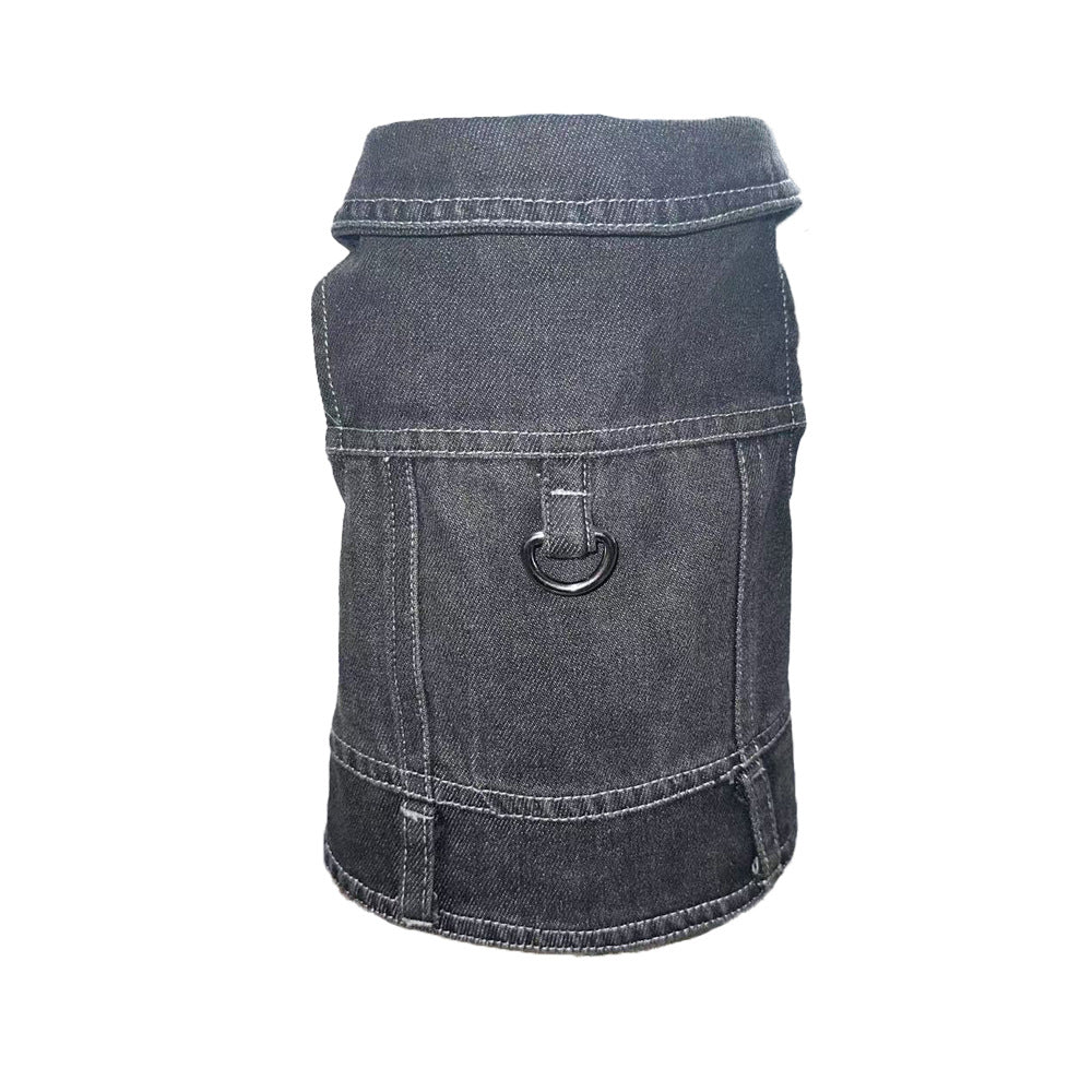 Dog Jacket | Durable Denim & D-Ring Leash Attachment