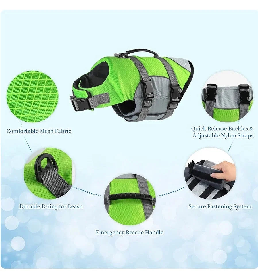 Dog Life Jacket | High Buoyancy, Reflective & Rescue Handle