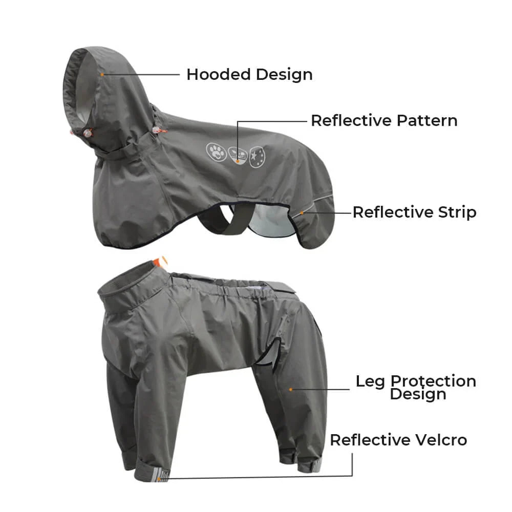 Dog Raincoat | Waterproof Hooded & Reflective Strips