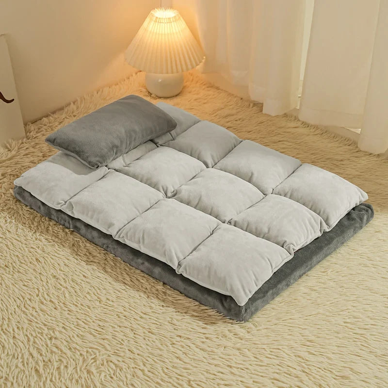 Dog Sleeping Mat | Thick Quilted & Machine-Washable | Includes Pillow