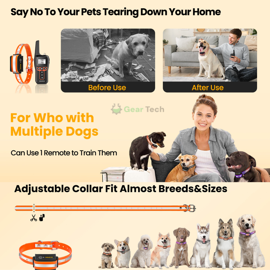 Dog Training Collar with Remote Control Waterproof Shock with Long Range