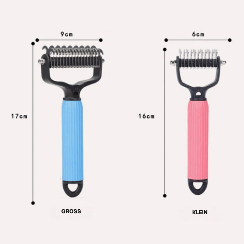 Dog Undercoat Brush with Double-Sided Rake and Curved Steel Teeth for Dematting