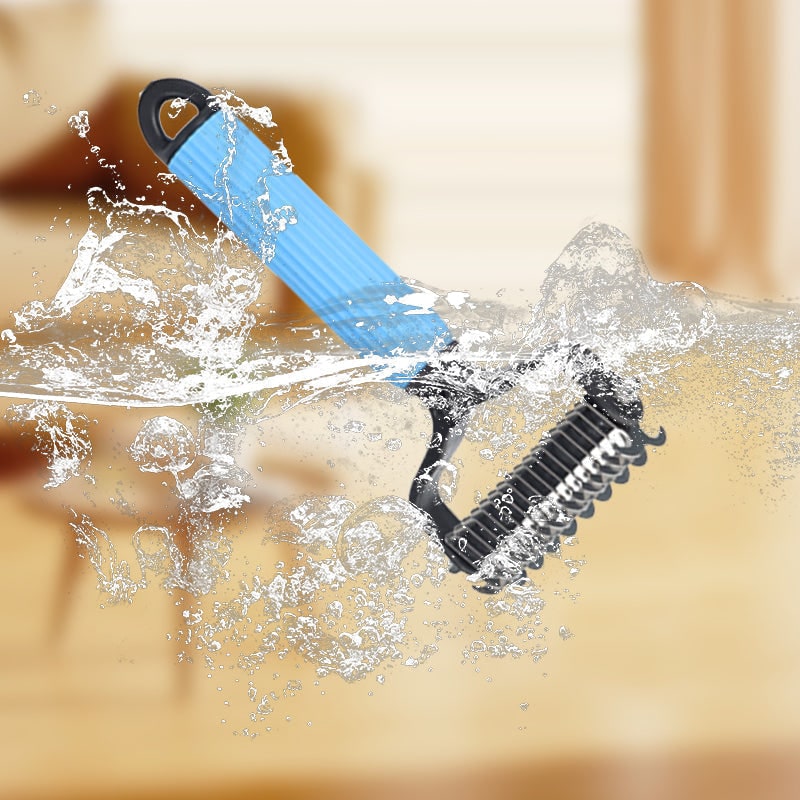 Dog Undercoat Brush with Double-Sided Rake and Curved Steel Teeth for Dematting