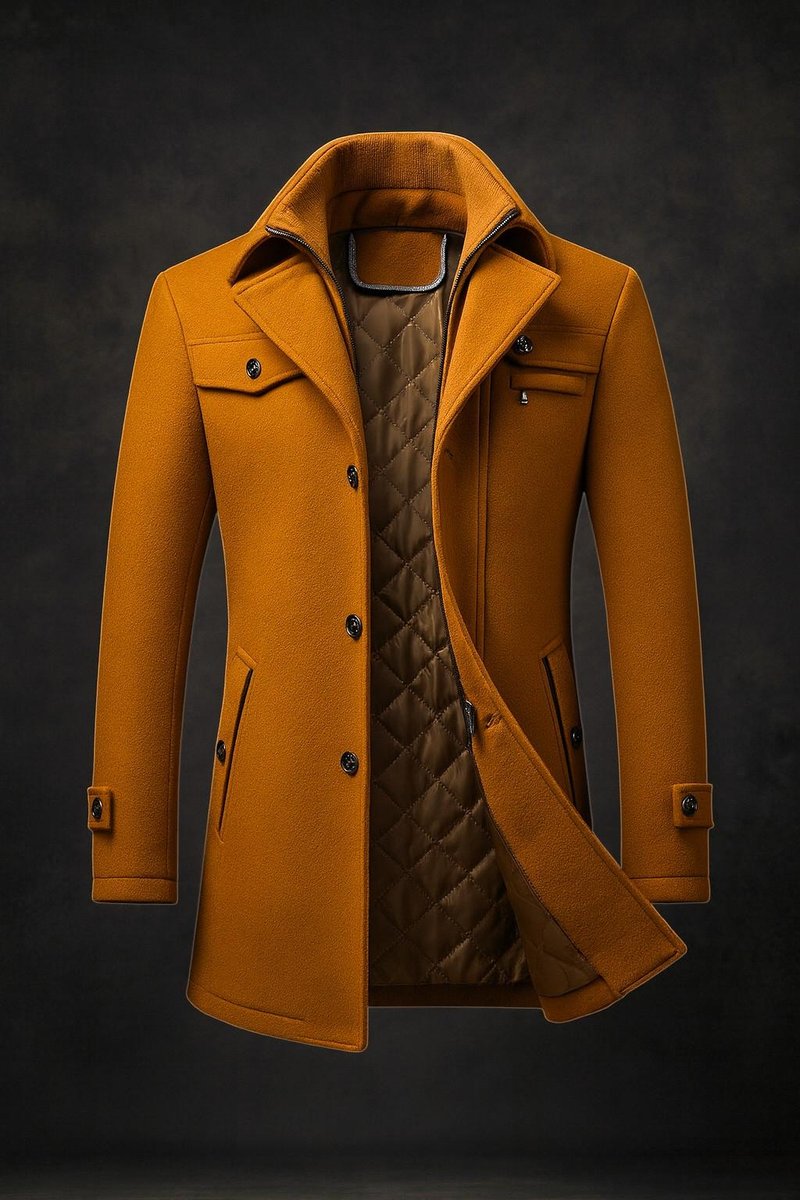 Dominik | Men's Insulated Wool Coat with Double Collar