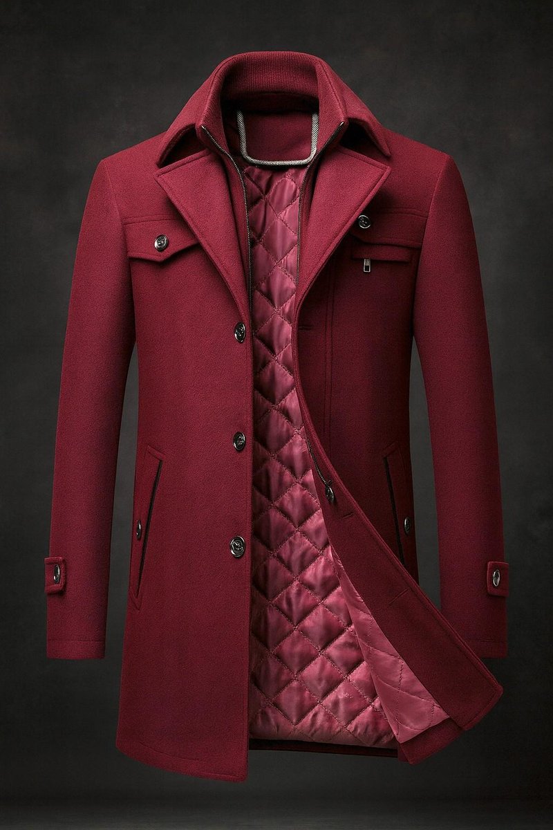 Dominik | Men's Insulated Wool Coat with Double Collar