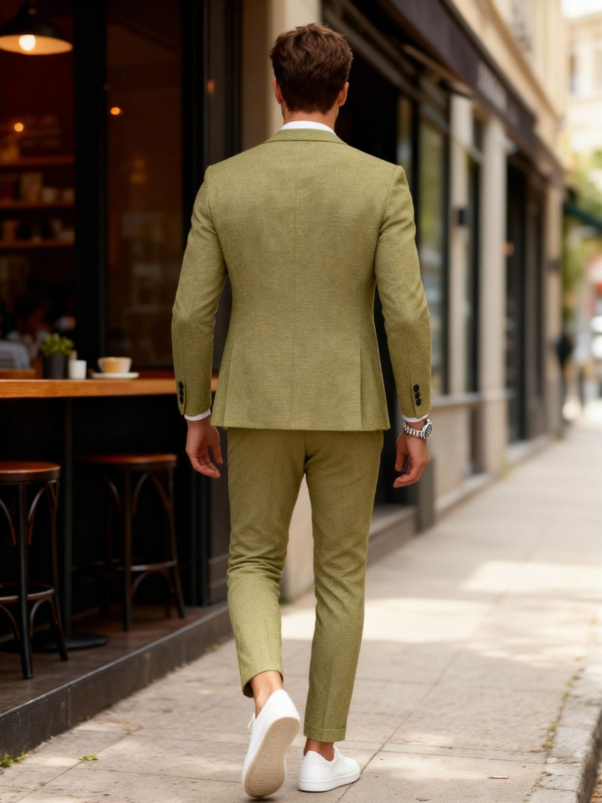 Double-Breasted Linen Blazer Suit Set for Men