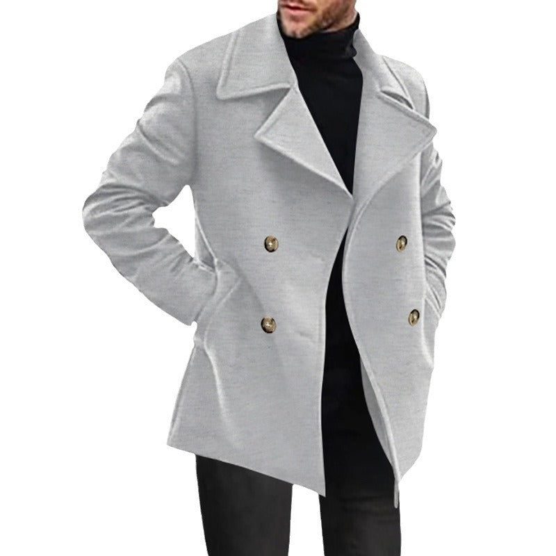 Wool Double-Breasted Overcoat for Men