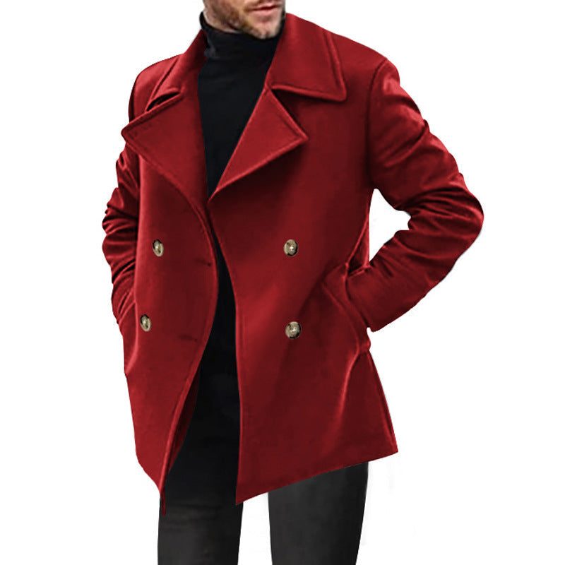 Wool Double-Breasted Overcoat for Men