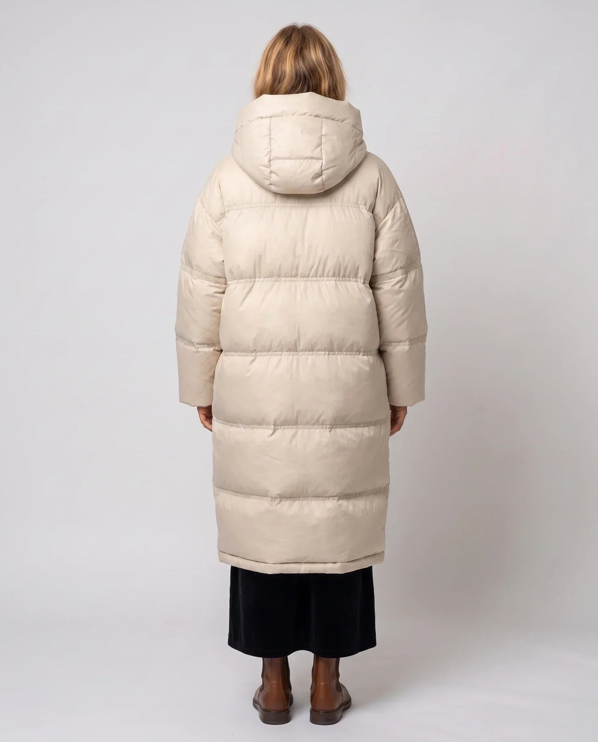 Extra-Long Cocoon Hooded Puffer Jacket