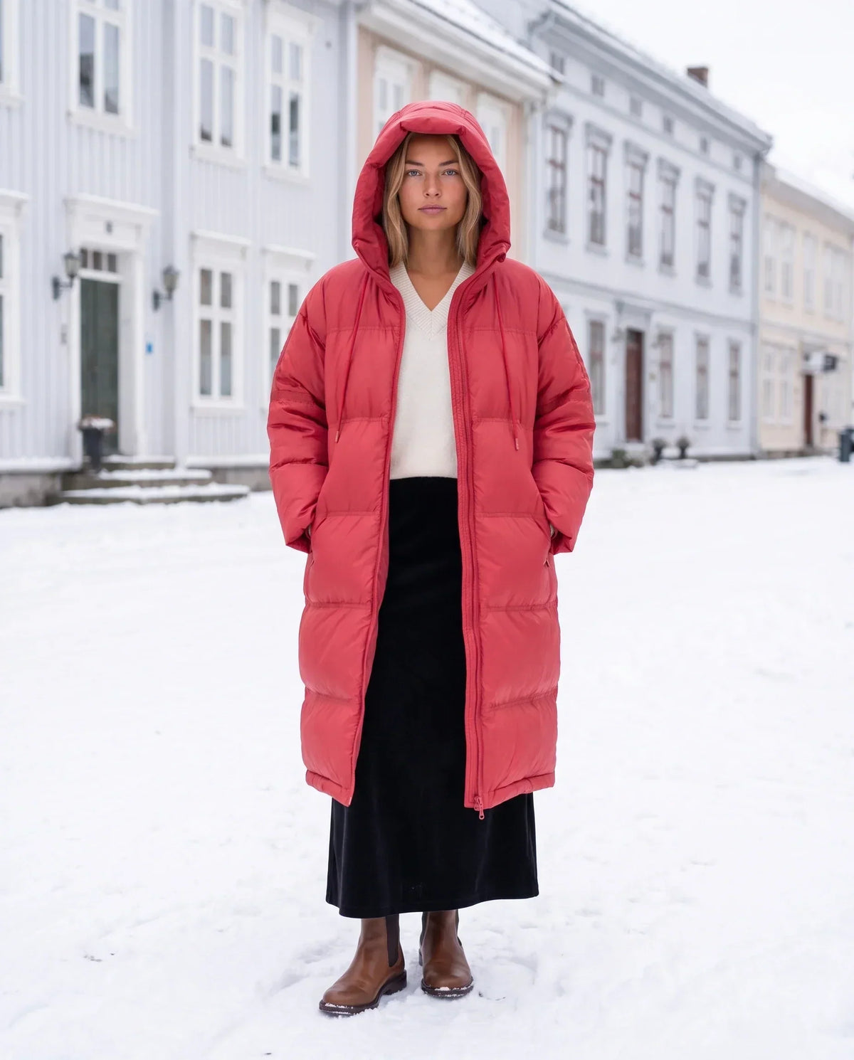 Extra-Long Cocoon Hooded Puffer Jacket